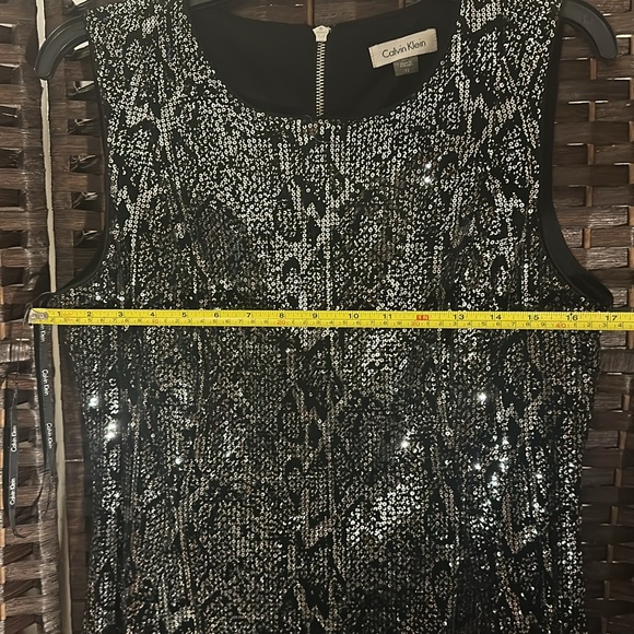 Calvin Klein Womens Black Velvet Sequined Cocktail Dress - Picture 9 of 13